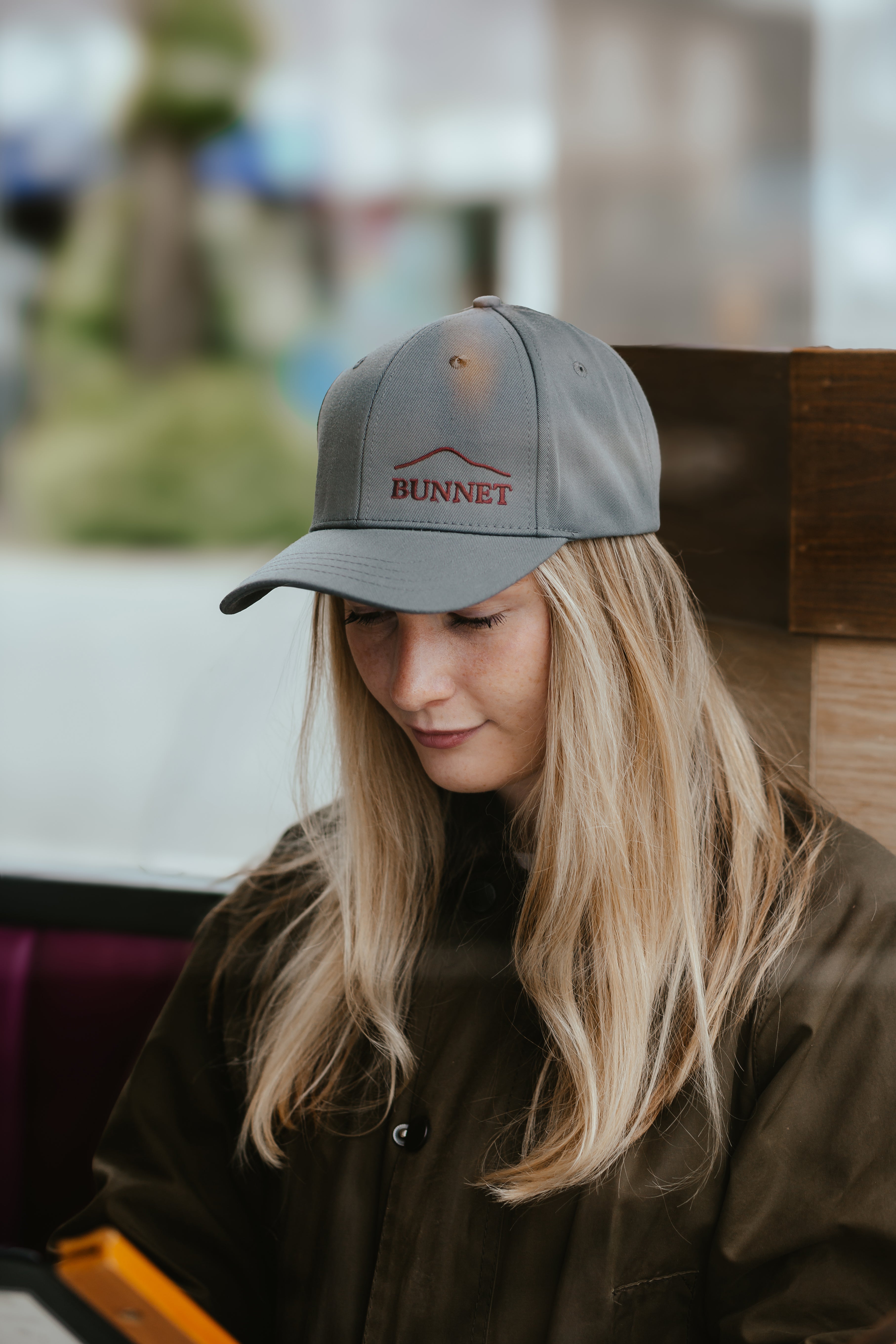 Grey and Oxblood Baseball Cap